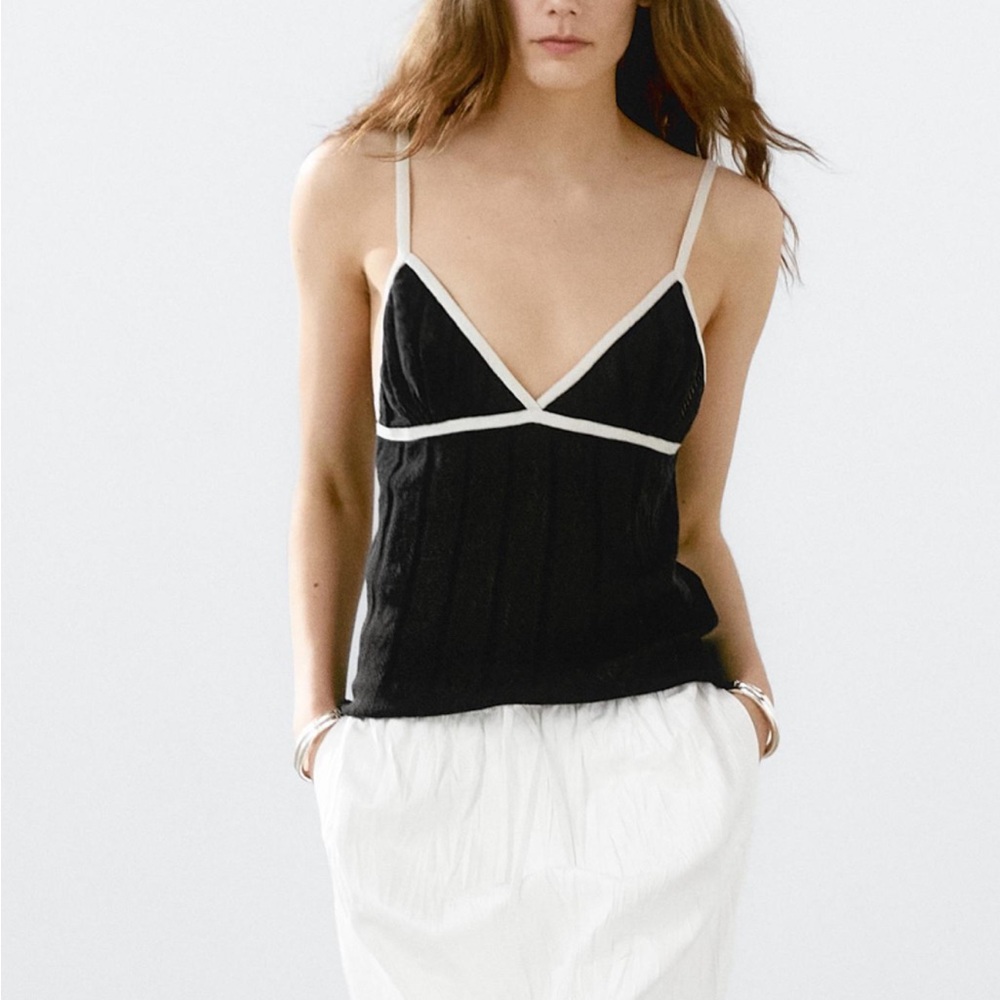 NWT Massimo Dutti Pointelle Knit Top